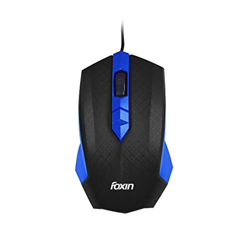 Foxin Smart-Blue Wired Plug & Play USB Mouse, High Resolution 6400 DPI Optical Sensor, Durable Button Design with clickable Scroll Wheel, Quick response Ergonomic Mouse for Comfortable All-Day Grip for PC/Laptop (Smart-Blue)